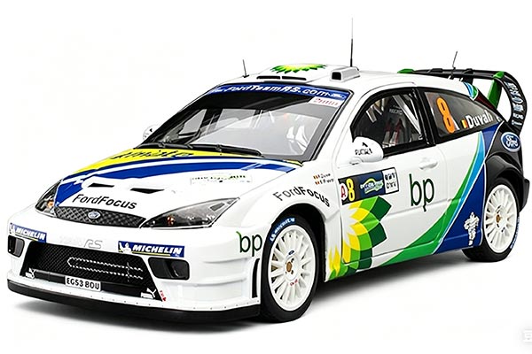 2004 Ford Focus RS WRC NO.8 Diecast Car Model 1:18 Scale White