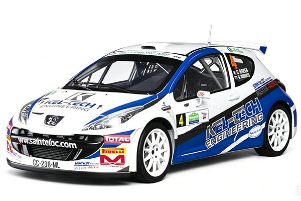 2012 Peugeot 207 S2000 NO.4 Diecast Car Model 1:18 Blue-White