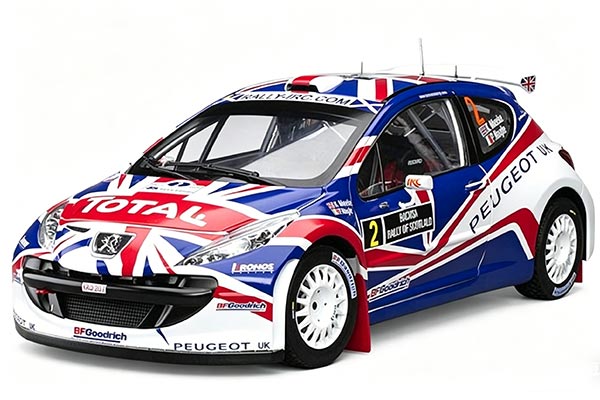 2010 Peugeot 207 S2000 NO.2 Diecast Car Model 1:18 Scale Blue