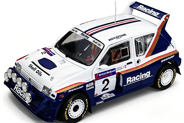 1986 MG Metro 6R4 NO.2 Diecast Car Model 1:18 Scale White-Blue