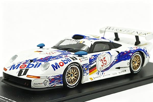 1996 Porsche 911 GTI NO.35 Diecast Car Model 1:18 White-Blue