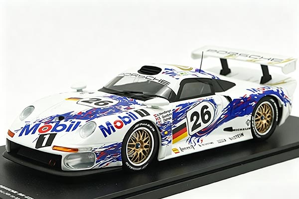 1996 Porsche 911 GTI NO.26 Diecast Car Model 1:18 White-Blue