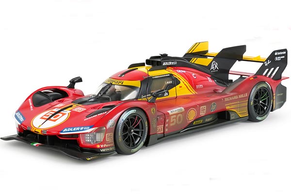 Ferrari 499P NO.50 Racing Car Muddy Diecast Model 1:18 Scale Red