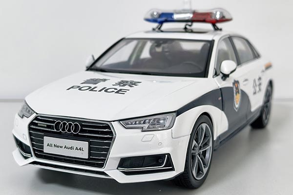 2017 Audi A4L Diecast Police Car Model 1:18 Scale White