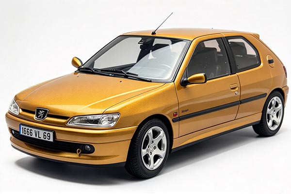1997 Peugeot 306 S16 Diecast Car Model 1:18 Scale Golden